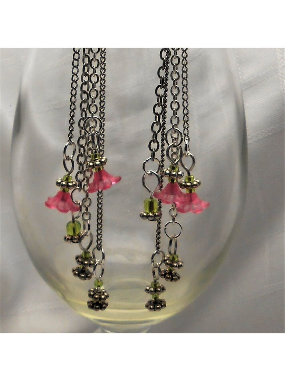 No 390 Handmade earrings with acrylic flowers charms and glass beads